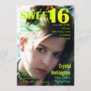 Sweet 16 Rising Star Limoen Magazine Hoesje Uitnod Kaart