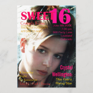 Sweet 16 Rising Star Red Magazine Hoesje Uitnodige Kaart