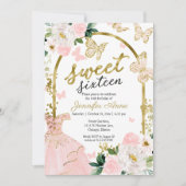 Sweet 16 Robe Florale Invitation papillon (Devant)