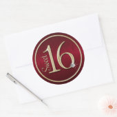 Sweet 16 rode/gouden envelop afdichting Stickers (Envelop)