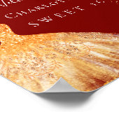 Sweet 16 rode gouden glitterjurk floraal welkom poster (Hoek)