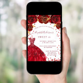 Sweet 16 rode witte jurk glamoureus kaart