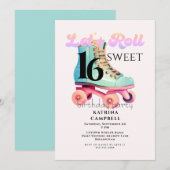 Sweet 16 Rolschaatsen Verjaardagsfeest Kaart (Voorkant / Achterkant)