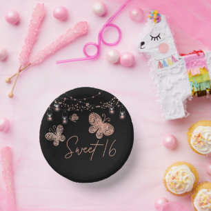 Sweet 16 Roos Gold Butterfly Chic Modern Birthday Papieren Kommen