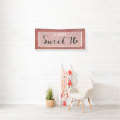 Sweet 16 Roos Gold Glitter, speciaal aangepast Spandoek (Insitu)