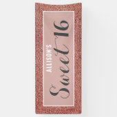 Sweet 16 Roos Gold Glitter, speciaal aangepast Spandoek (Verticaal)