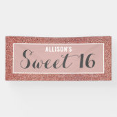 Sweet 16 Roos Gold Glitter, speciaal aangepast Spandoek (Horizontaal)