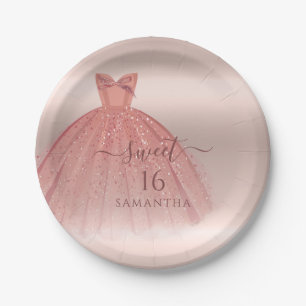 Sweet 16 Roos Gold Modern Script Glam Birthday Papieren Bordje