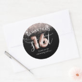 Sweet 16 Roos Gold Pink Glitter Ballon Style Ronde Sticker (Envelop)