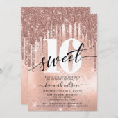 Sweet 16 Roos Gold Trendy Invitation Kaart (Voorkant / Achterkant)