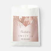 Sweet 16 roos goudballonnen monogram glitter 16th bedankzakje (Voorkant)