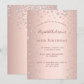 Sweet 16 roos gouddiamanten kaart (Voorkant / Achterkant)