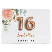 Sweet 16 roos gouden eucalyptusverjaardag groot cadeauzakje (Achterkant)