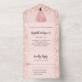 Sweet 16 roos gouden handdjurk RSVP All In One Uitnodiging (Binnen)