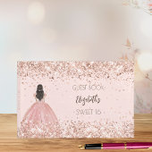 Sweet 16 roos gouden jurk confetti gastenboek