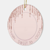 Sweet 16 roos goudglitter keramisch ornament (Links)