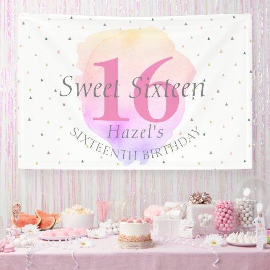 Sweet 16  Roos Roze  verjaardag Spandoek (Feest)