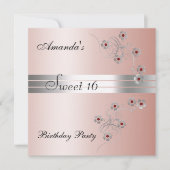 Sweet 16 Rose Anniversaire Invitation (Devant)