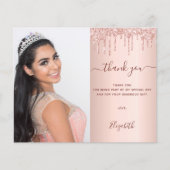 Sweet 16 rose carte de remerciements photo blush (Devant)