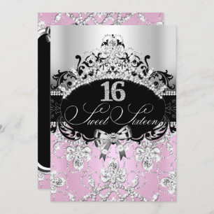 Sweet 16 rose clair étincelle Tiara Invitation d'a