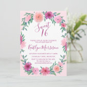 Sweet 16 Rose Floral Invitations Anniversaire (Debout devant)