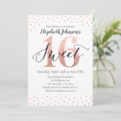 Sweet 16 Rose Gold Foil Invitation Anniversaire (Debout devant)