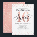 Sweet 16 Rose Gold Foil Invitation Anniversaire<br><div class="desc">Une invitation à la fête Sweet 16, 16e anniversaire, élégante et élégante. Le mot sucré est dans une police de script sur un faux rose or numéro 16. La frontière est décorée de pois rose en feuille d'or. Le dos de la carte a rose feuille or arrière - plan avec...</div>