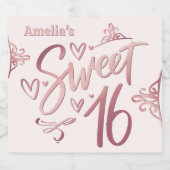 Sweet 16 rose gold sparkling wijnetiket (Enkel label)