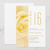 Sweet 16 Rose Jaune Invitation fête d'anniversaire (Devant / Derrière)
