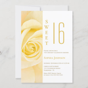 Sweet 16 Rose Jaune Invitation fête d'anniversaire