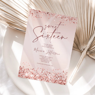 Sweet 16 Rose Rose Gold Invitation