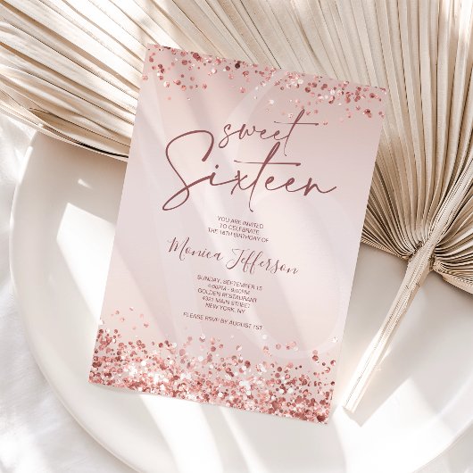 Sweet 16 Rose Rose Gold Invitation