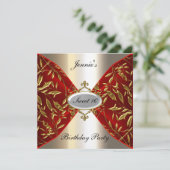 Sweet 16 rouge et métal Invitation fête d'annivers (Debout devant)