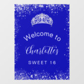 Sweet 16 royal blue Silver welkom Raamsticker (Vel)
