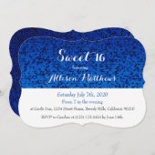Sweet 16 Royal Blue Sparkle Invitation (Devant / Derrière)