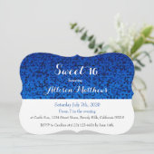 Sweet 16 Royal Blue Sparkle Invitation Kaart (Staand voorkant)
