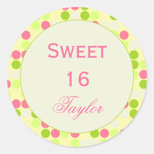 Sweet 16 Roze en Groene Sticker (Voorkant)