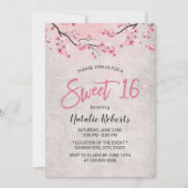 Sweet 16  Roze Floral Cherry Blossom Kaart (Voorkant)