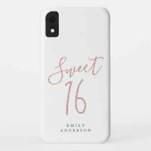 Sweet 16 Roze Glitter Script White 16th Birthday iPhone XR Hoesje