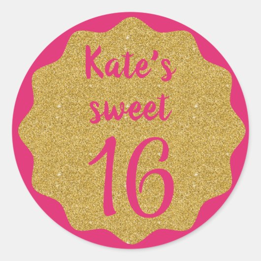 Sweet 16 roze goud minimaal ronde sticker (Voorkant)