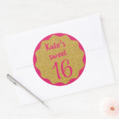 Sweet 16 roze goud minimaal ronde sticker (Envelop)