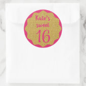 Sweet 16 roze goud minimaal ronde sticker (Tas)