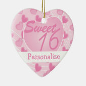 Sweet 16 Roze hart Keramisch Ornament (Rechts)