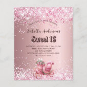 Sweet 16 roze koets uitnodiging (Voorkant)