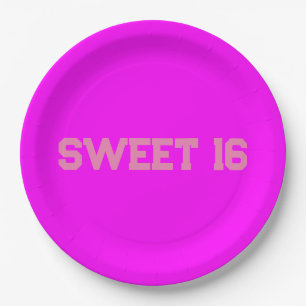 Sweet 16 Roze Magenta Papieren Bordje