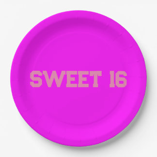 Sweet 16 Roze Magenta Papieren Bordje