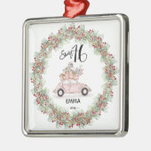 Sweet 16 Roze naam script kerstavond feestdag Metalen Ornament (Links)