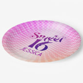 Sweet 16 Roze Sinaasappel Gradient Groovy Retro Bo Papieren Bordje (Gekanteld)