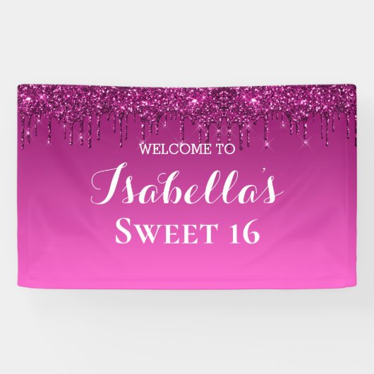 Sweet 16 | Roze strooisel Spandoek (Horizontaal)