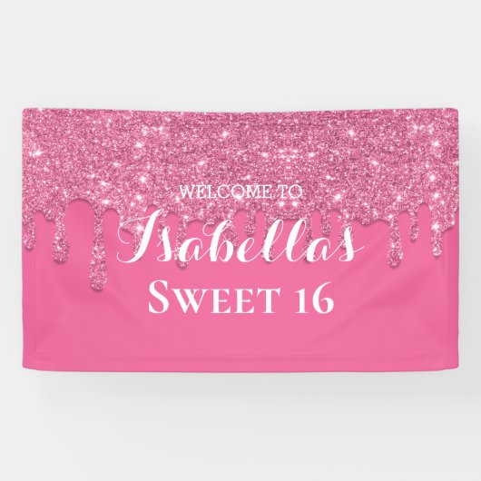 Sweet 16 | Roze vuilstottenbanner Spandoek (Horizontaal)